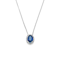 NOA Blue Sapphire and Diamond Cluster Pendant in 18kt White gold